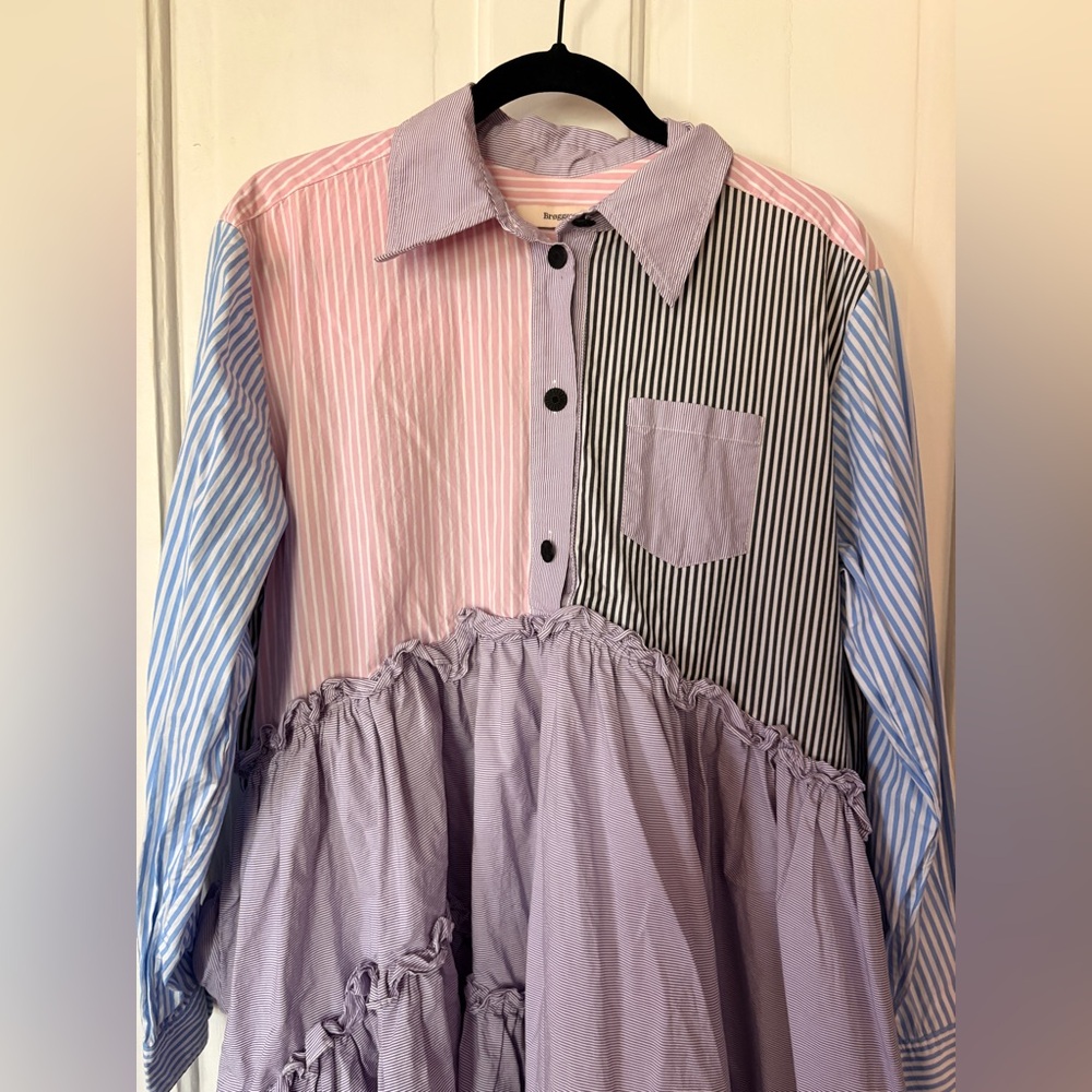 Funky Brogger Striped Patchwork Button-Up Dress - image 6